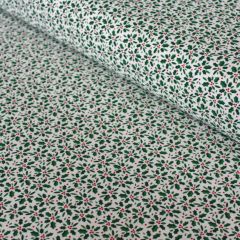 Small Holly Leaves: Natural | Christmas Cotton Fabric