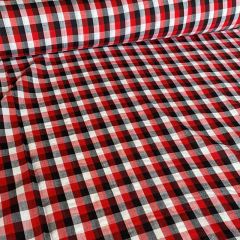 Red & Black Cotton Shirting: Big Check