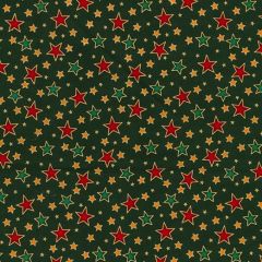 Gilt Stars Scatter: Green | Christmas Cotton Fabric