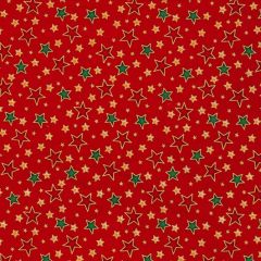Gilt Stars Scatter: Red | Christmas Cotton Fabric