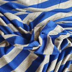 Ribbed Knit Jersey: Royal Blue & Grey | Dressmaking Fabric