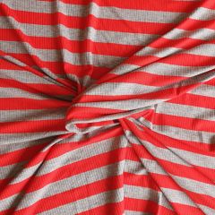 Ribbed Knit Jersey: Red & Grey | Dressmaking Fabric
