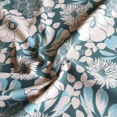 Toile Savoie: Gloria Floral Blue Green | Interiors Furnishing Fabric