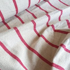 Heavy Natural Cotton Canvas: Yarn Dyed Stripe Red | Interiors Furnishing Fabric