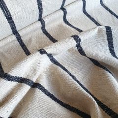 Heavy Natural Cotton Canvas: Yarn Dyed Stripe Black | Interiors Furnishing Fabric