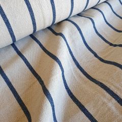 Heavy Natural Cotton Canvas: Yarn Dyed Stripe Blue | Interiors Furnishing Fabric