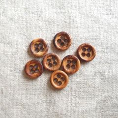 Shirt Style Burned Olive Wood Button: 15mm