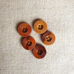Grooved Four Hole Olive Wood Button: 18mm