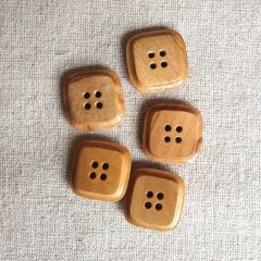 Squared Four Hole Olive Wood Button: 25mm