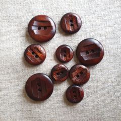 Dark Wood Lined Button