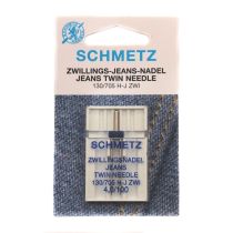 Schmetz Twin Jeans Sewing Machine Needle: 4mm Size 100
