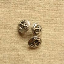 Metal Anchor Button: 15mm: Silver