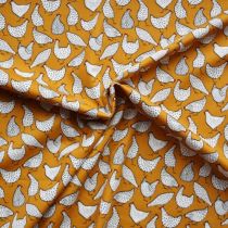 Cotton Poplin: Farm Hens: Ochre