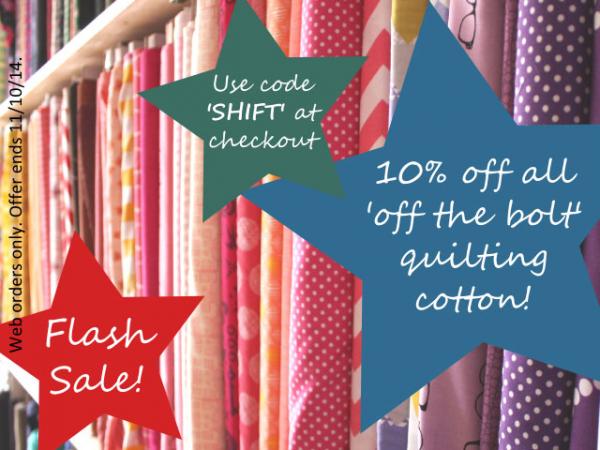 Flash Sale! : 10% off Quilting Cotton : We Need Shelf Space!